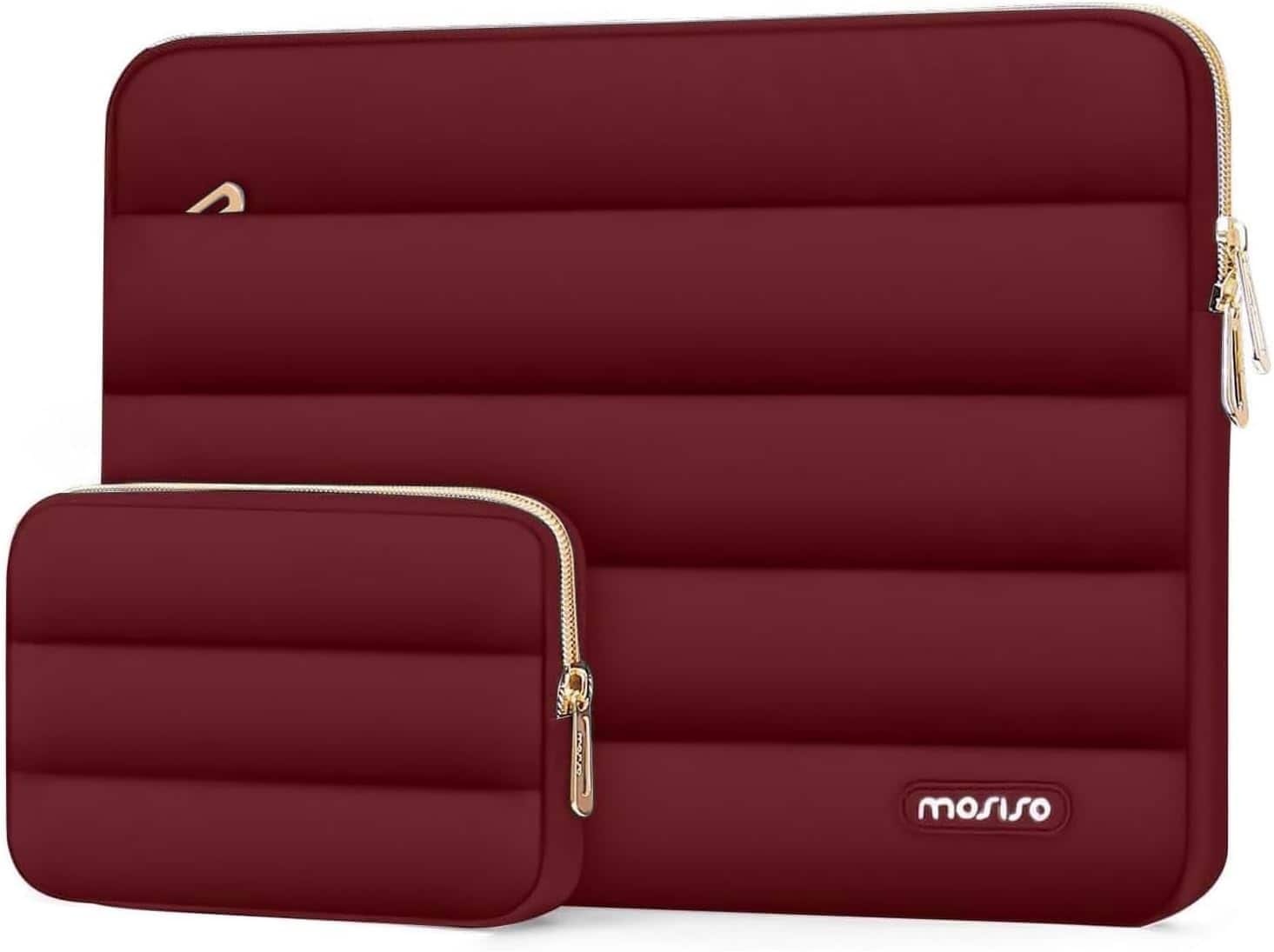 mosiso - Puffy Laptop Sleeve 15-15.6 inch for MacBook Pro 16, HP Dell ASUS Acer Toshiba Lenovo Notebook - Red