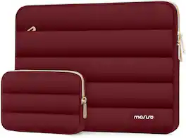 mosiso - Puffy Laptop Sleeve 15-15.6 inch for MacBook Pro 16, HP Dell ASUS Acer Toshiba Lenovo Notebook - Red
