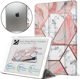 DuraSafe Cases - iPad Pro 9.7" 2016 Lightweight Smart Cover with Hard PC Back A1673 A1674 A1675 - Marble Pink