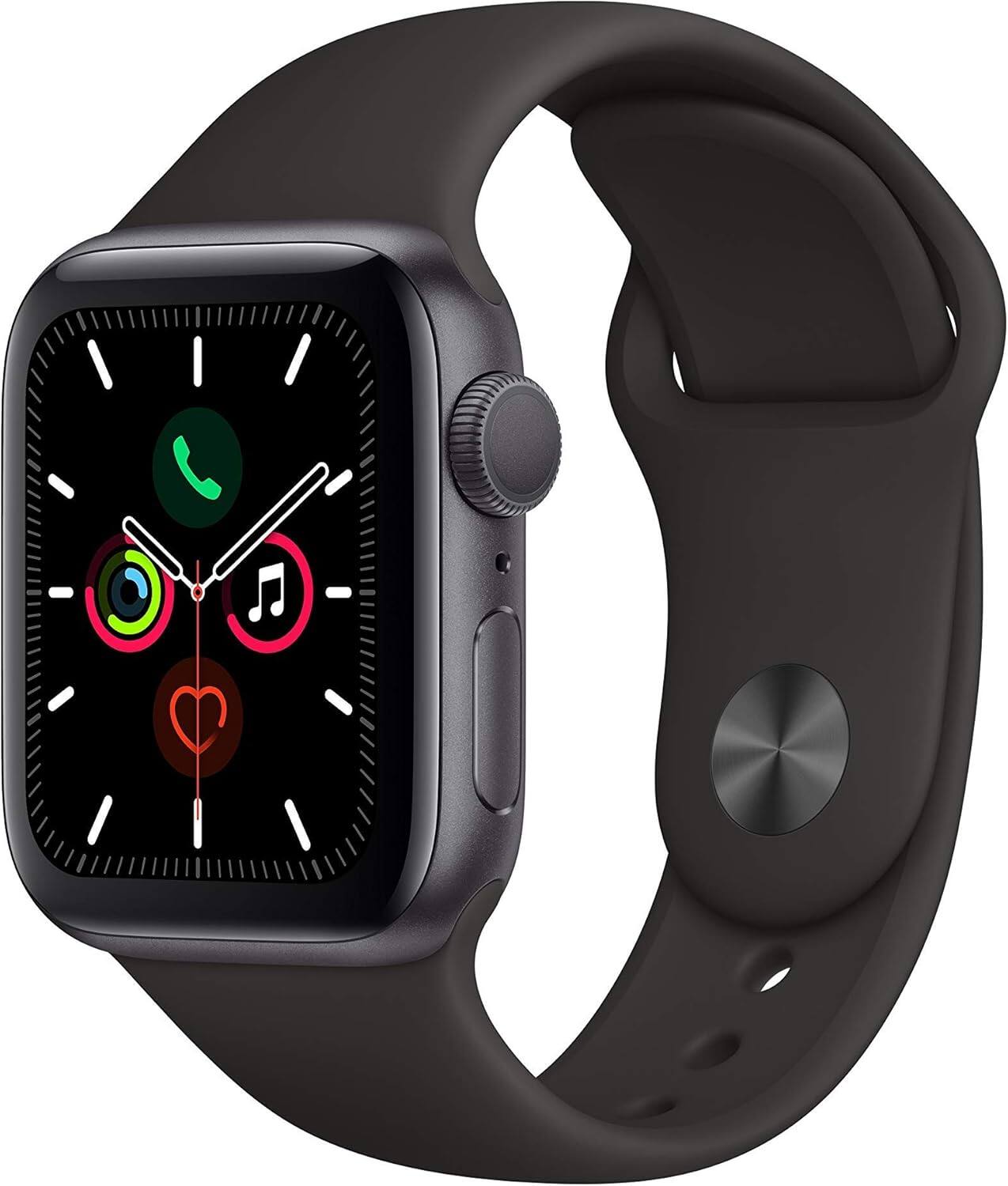 Front. Apple - Apple Watch Series 5 40mm GPS Space Gray Aluminum - Space Gray.