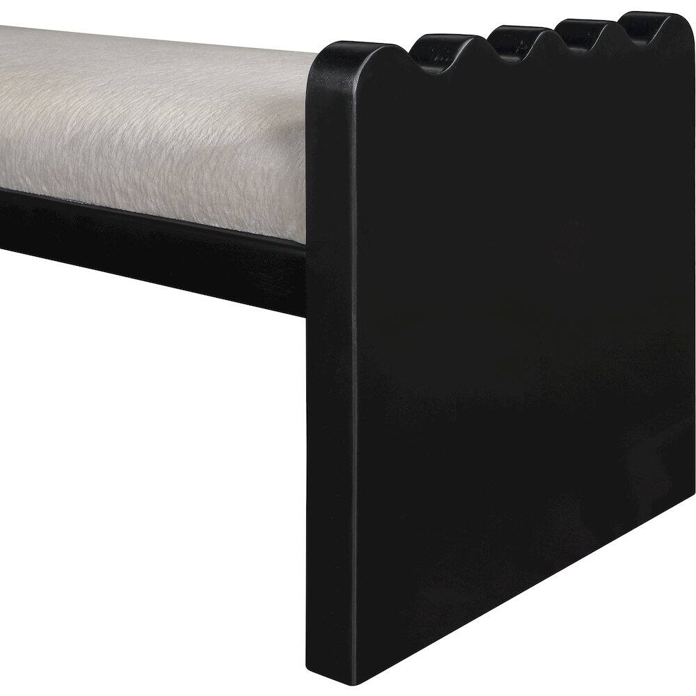 Alt View 4. Meridian Furniture - Sonia Beige Velour Fur Fabric Bench - Beige.