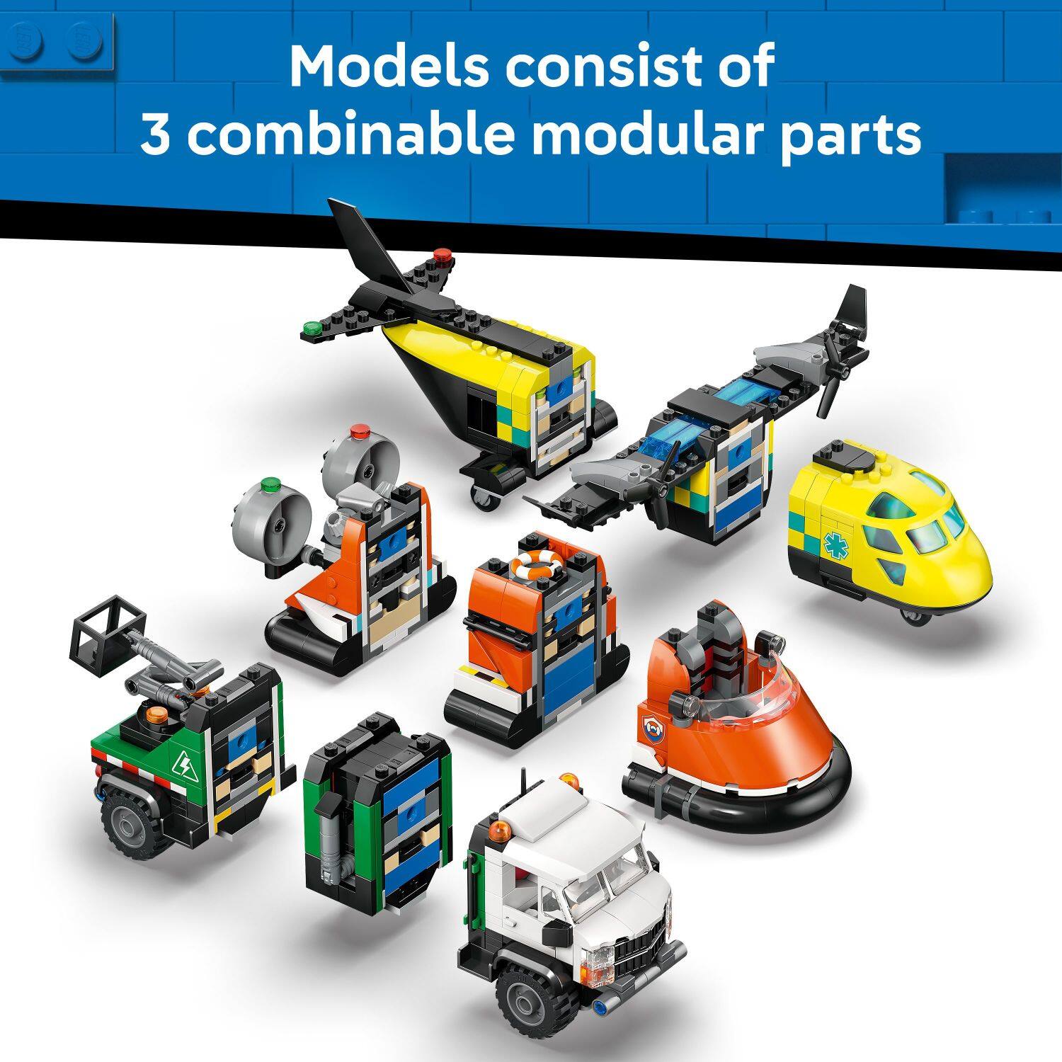 Models consist of 3 combinable modular parts