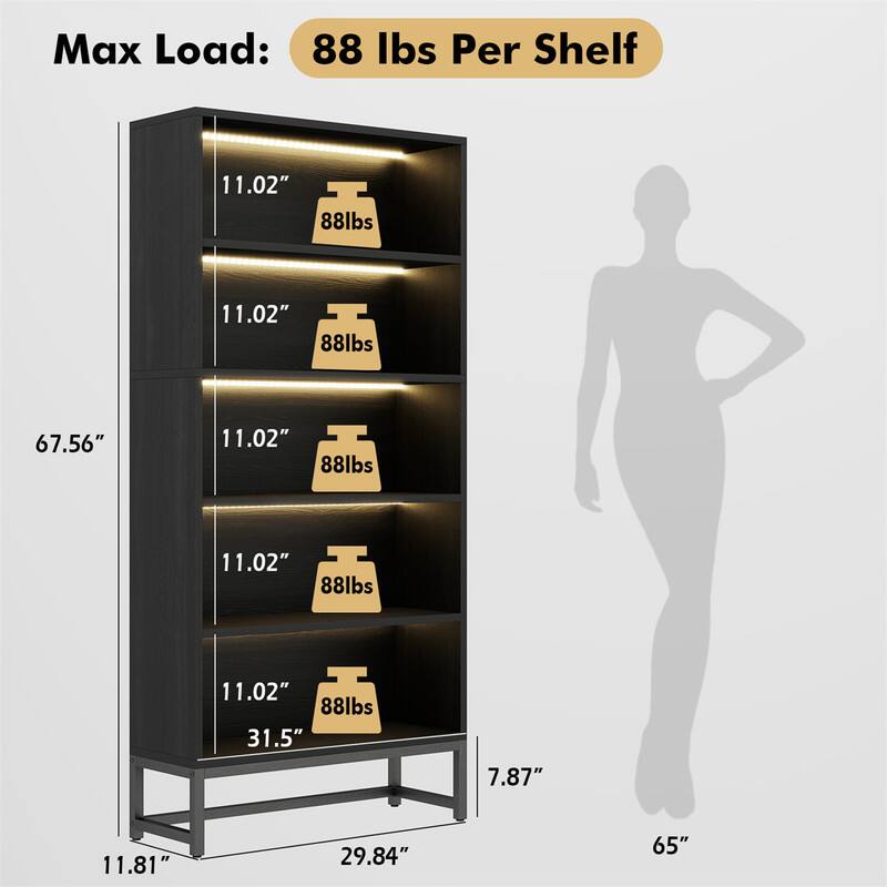Max Load: 88 lbs Per Shelf

11.02" 88lbs
11.02" 88lbs
11.02" 88lbs
11.02" 88lbs
11.02" 88lbs

67.56" 7.87" 11.81" 29.84" 65"

11.81" 31.5"