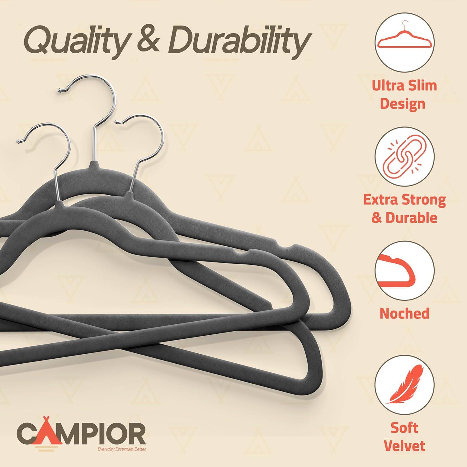 Quality & Durability, Ultra Slim Design, Extra Strong & Durable, Noched, Soft Velvet, CAMPIOR Everyday Essentials Better