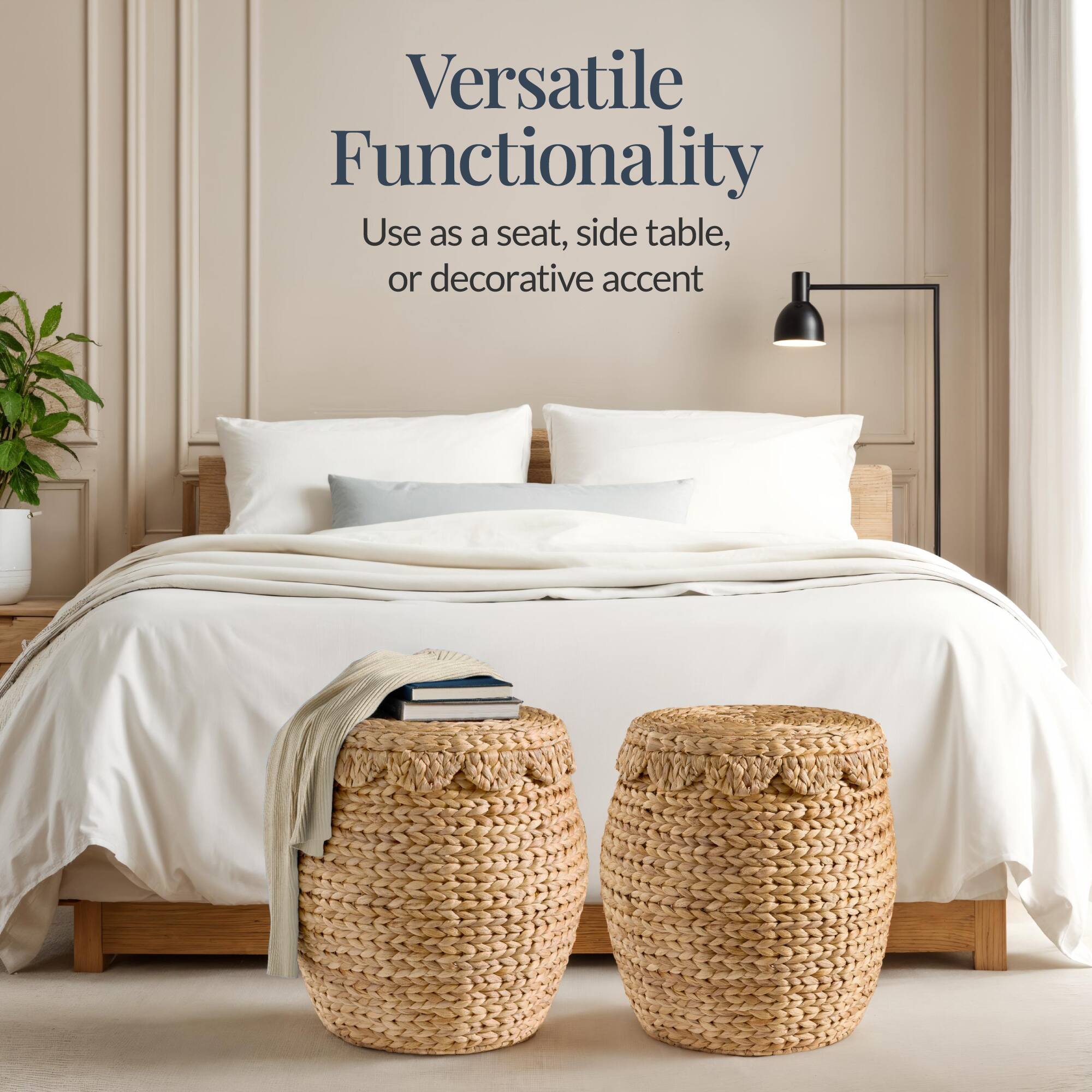Versatile Functionality  
Use as a seat, side table, or decorative accent