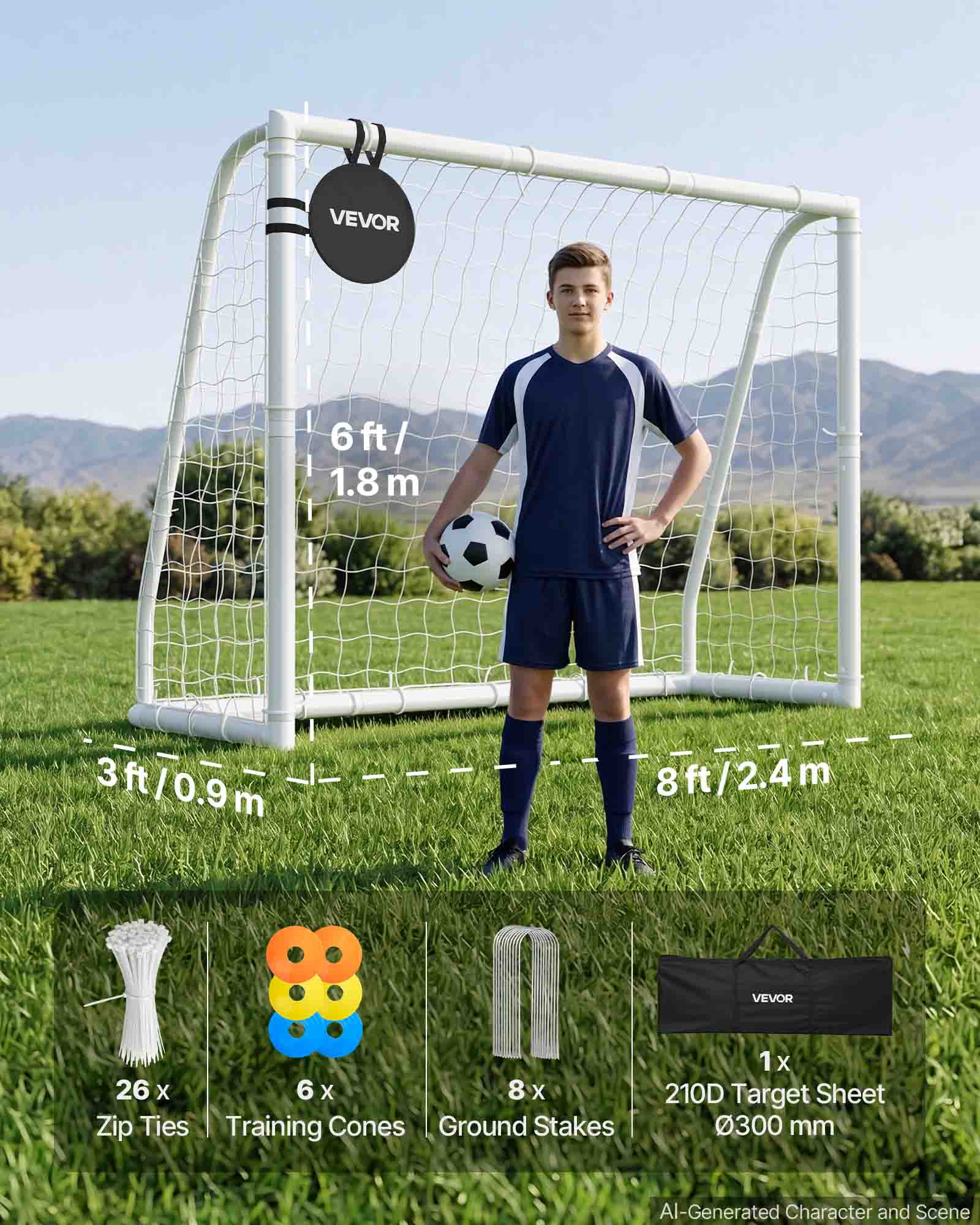 VEVOR 6ft/1.8m 3ft/0.9m 8ft/2.4m

1x 26 X 6 X 8 X 210D Target Sheet Zip Ties Training Cones Ground Stakes 0300 mm

AI-Generated Character and Scene