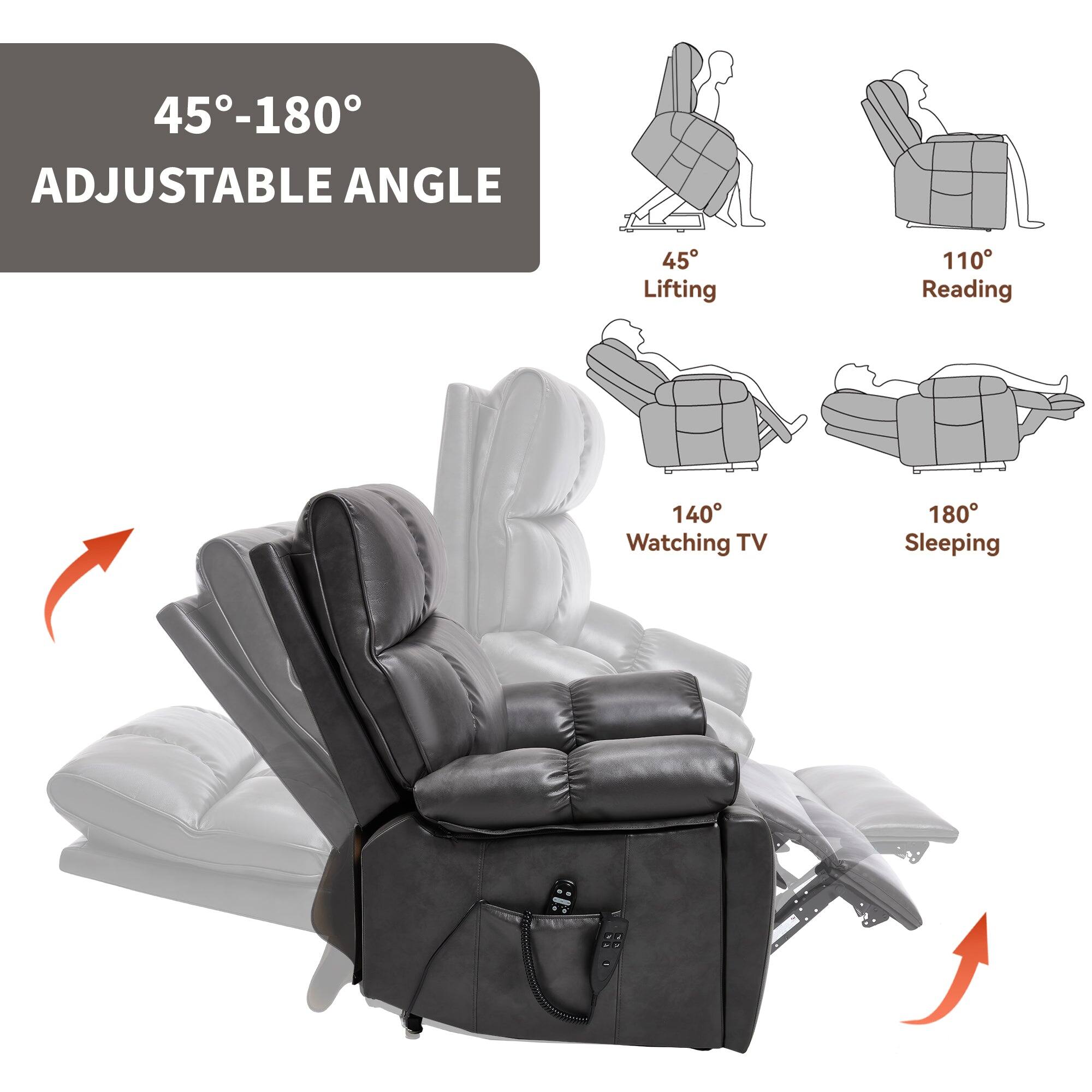 45°-180° Adjustable Angle

45° Lifting  
110° Reading  
140° Watching TV  
180° Sleeping