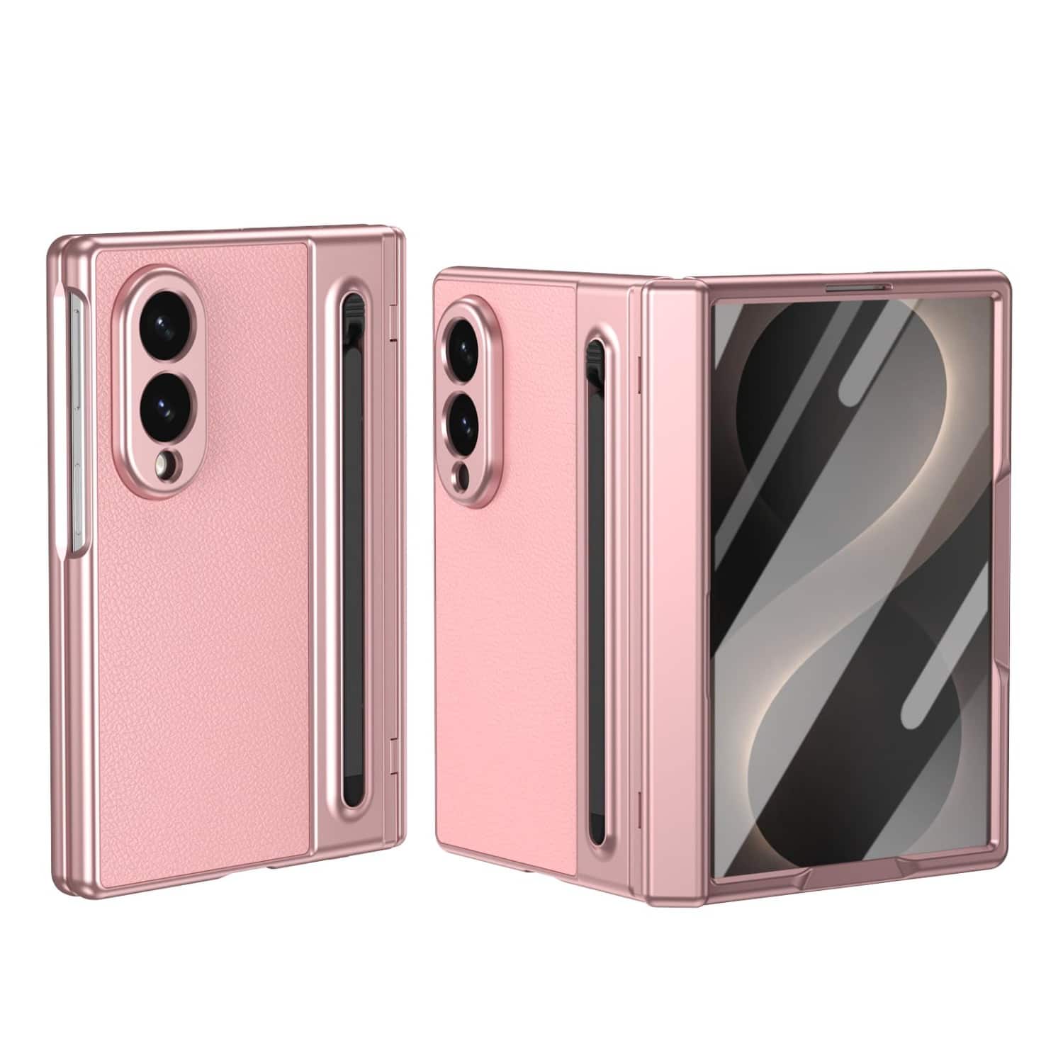 Dteck - Full Body Case for Samsung Galaxy Z Fold8, Rugged Cover with Screen Protector, Hinge Protection & Stylus Pen - Pink