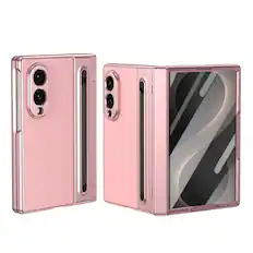 Front. Dteck - Full Body Case for Samsung Galaxy Z Fold8, Rugged Cover with Screen Protector, Hinge Protection & Stylus Pen - Pink.