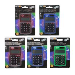 Victor - Dual Power Pocket Calculator, Pack of 5