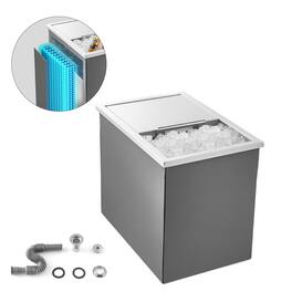 VEVOR - Drop in Ice Chest, 18"L x 12"W x 15"H Stainless Steel Drop in Cooler, 28.6 Quart Commercial Ice Bin with Sliding Lid - Silver