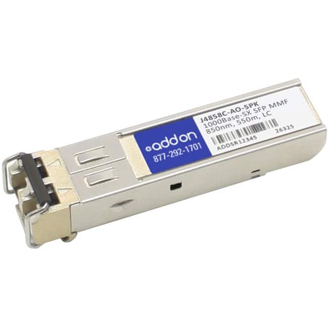 AddOn - 5PK HP® J4858C Compatible TAA 1000Base-SX SFP Transceiver (MMF, 850nm, 550m, LC, DOM) - For Data Networking - Black