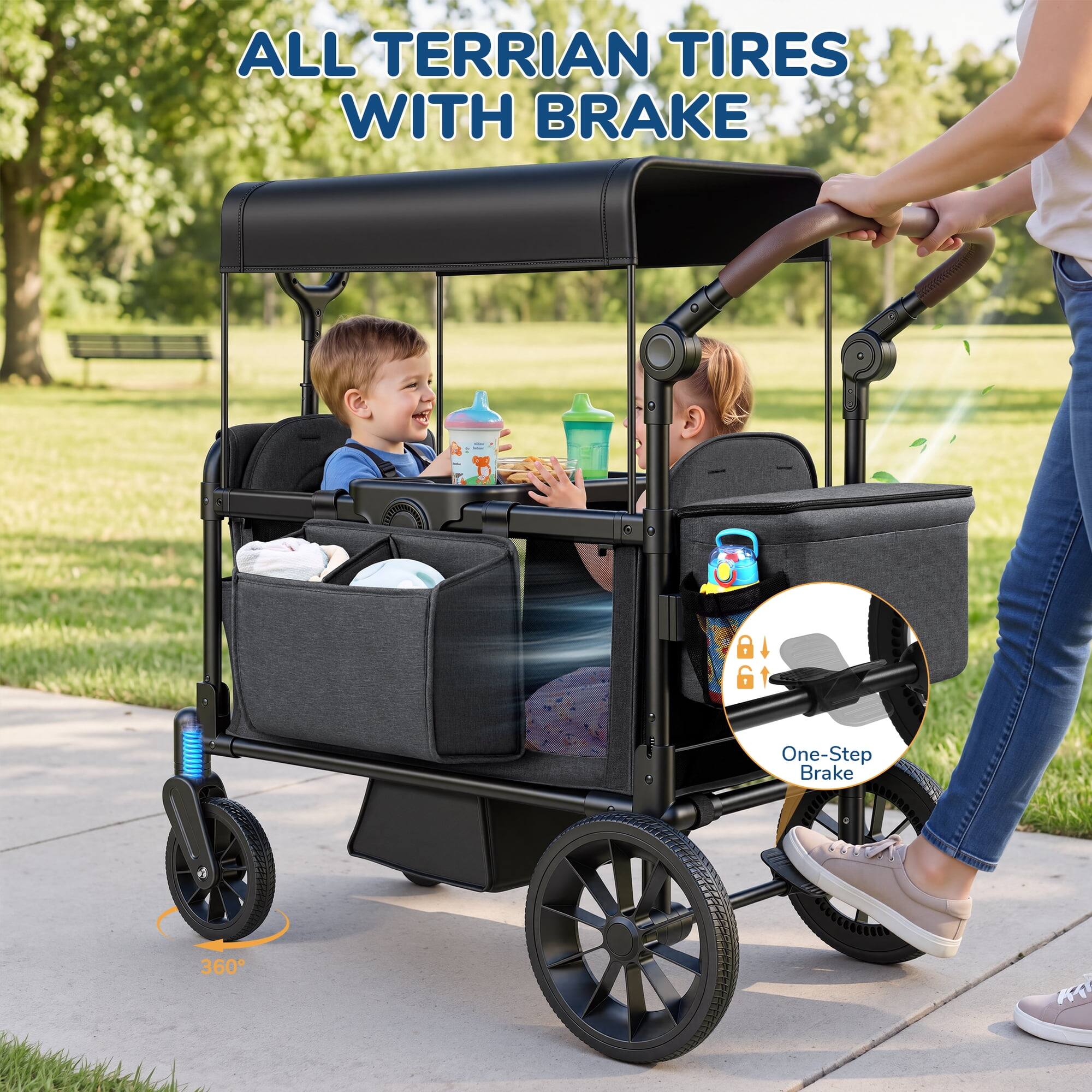 ALL TERRAIN TIRES WITH BRAKE

One-Step Brake

360°