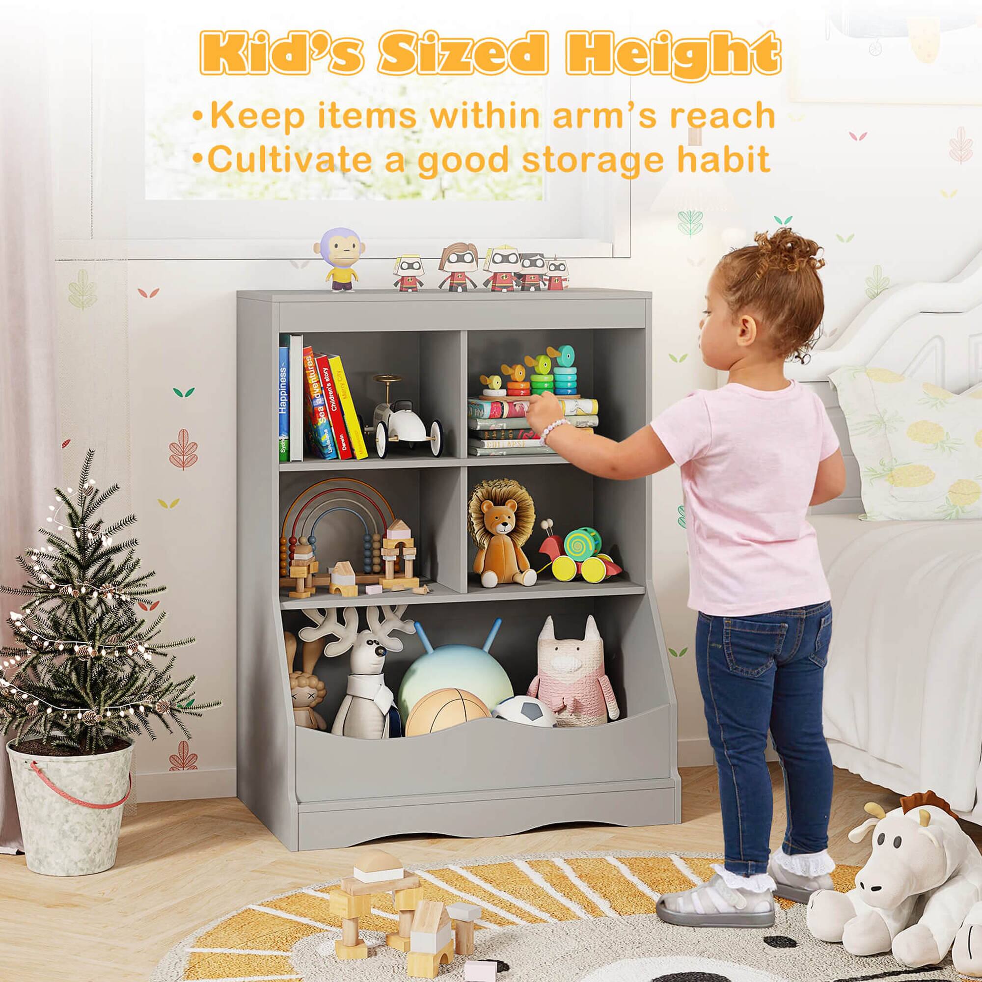 Kid's Sized Height  
- Keep items within arm's reach  
- Cultivate a good storage habit