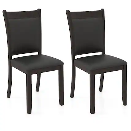 Front. Gymax - Gymax Faux Leather Upholstered Dining Chairs Set of 2 w/ Padded Seat Rubber Wood Legs - Gray.
