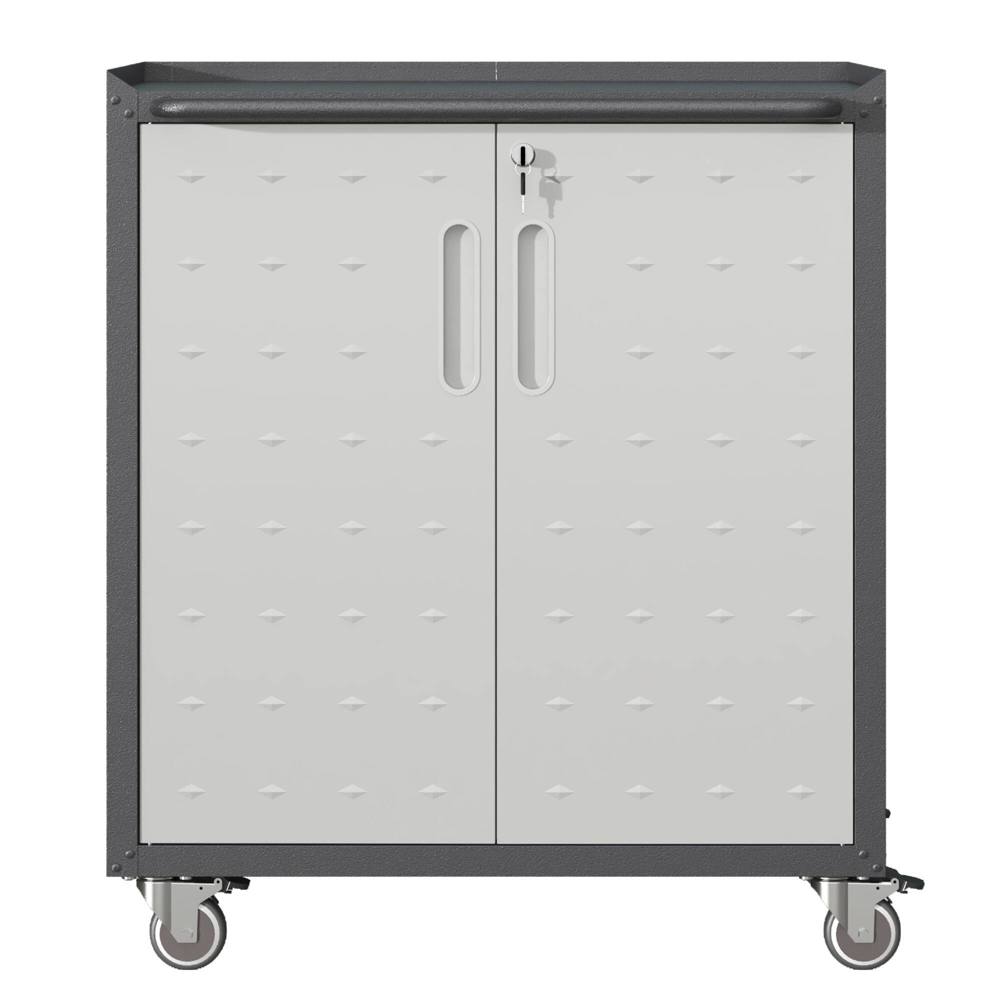 Angle. LOVMOR - Heavy Duty Metal Garage Storage Cabinet with Wheels Sturdy Durable Organizer for Garage Office and Home.
