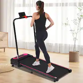 Siljoy - 2.5HP Foldable Under Desk Walking Pad: 0.5-7.5MPH, 300LBS, Incline, 2-Way Speed Adjust | Home/Office - Black