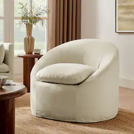 Sadie Slipcovered -Blend Round Accent Chair by Modway - Linen