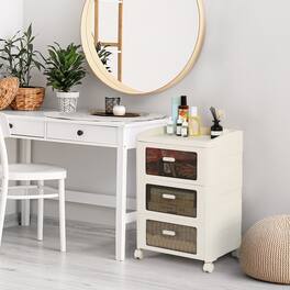 Oumilen - 3-Drawer Rolling Storage Cart with Transparent Fronts - White