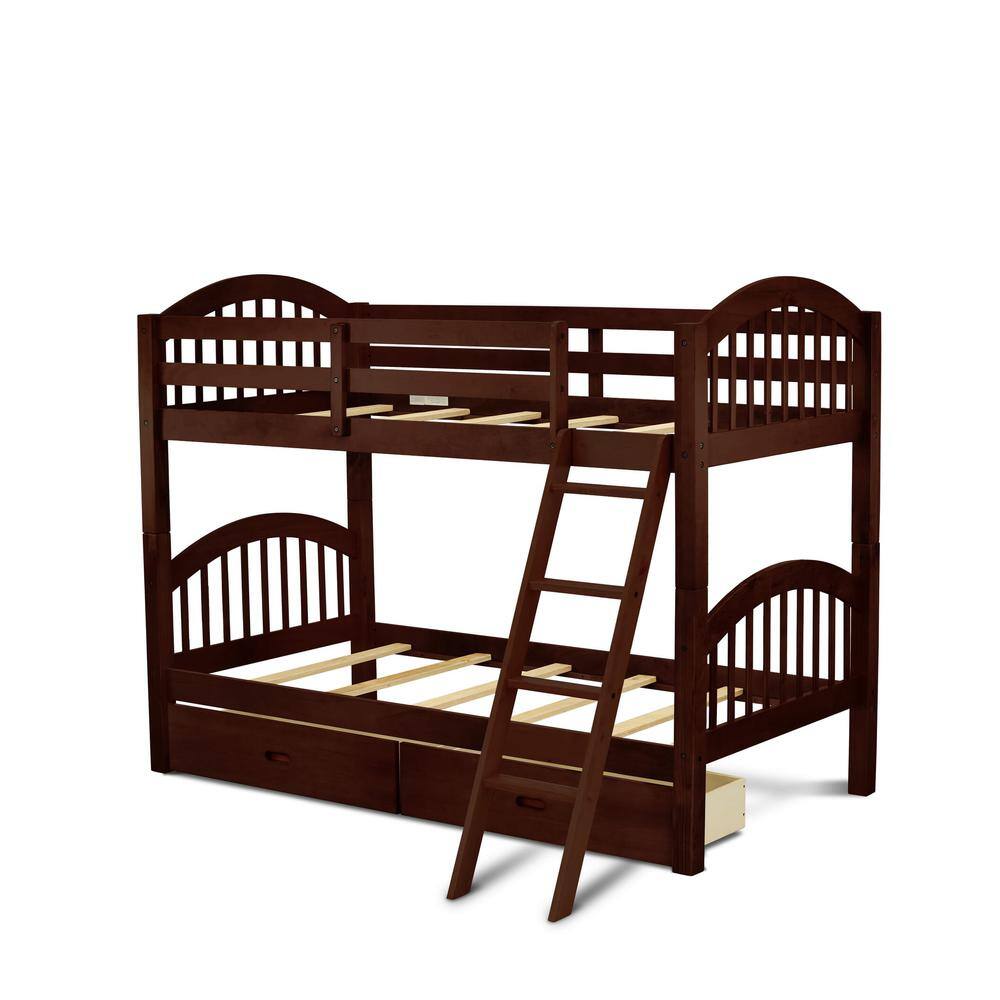 Front. East West Furniture - Youth Bunk Bed Java - Brown.