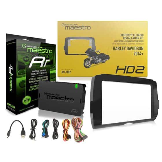 Maestro - KIT-HD2 Harley-Davidson Radio Installation Kit car stereo in select 2014-20 Harley-Davidson motor double DIN 4" - Black