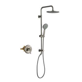 Boyel Living - 3-Spray Patterns with 2.5 GPM 10 in. Wall Mount Dual Shower Heads with Pressure Balance Valve - Brushed Nickel