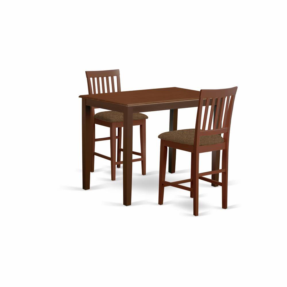 Back. East West Furniture - YAVN3-MAH-C 3 PC counter height Dining set - high top Table and 2 Kitchen Dining Chairs. - Mahogany.