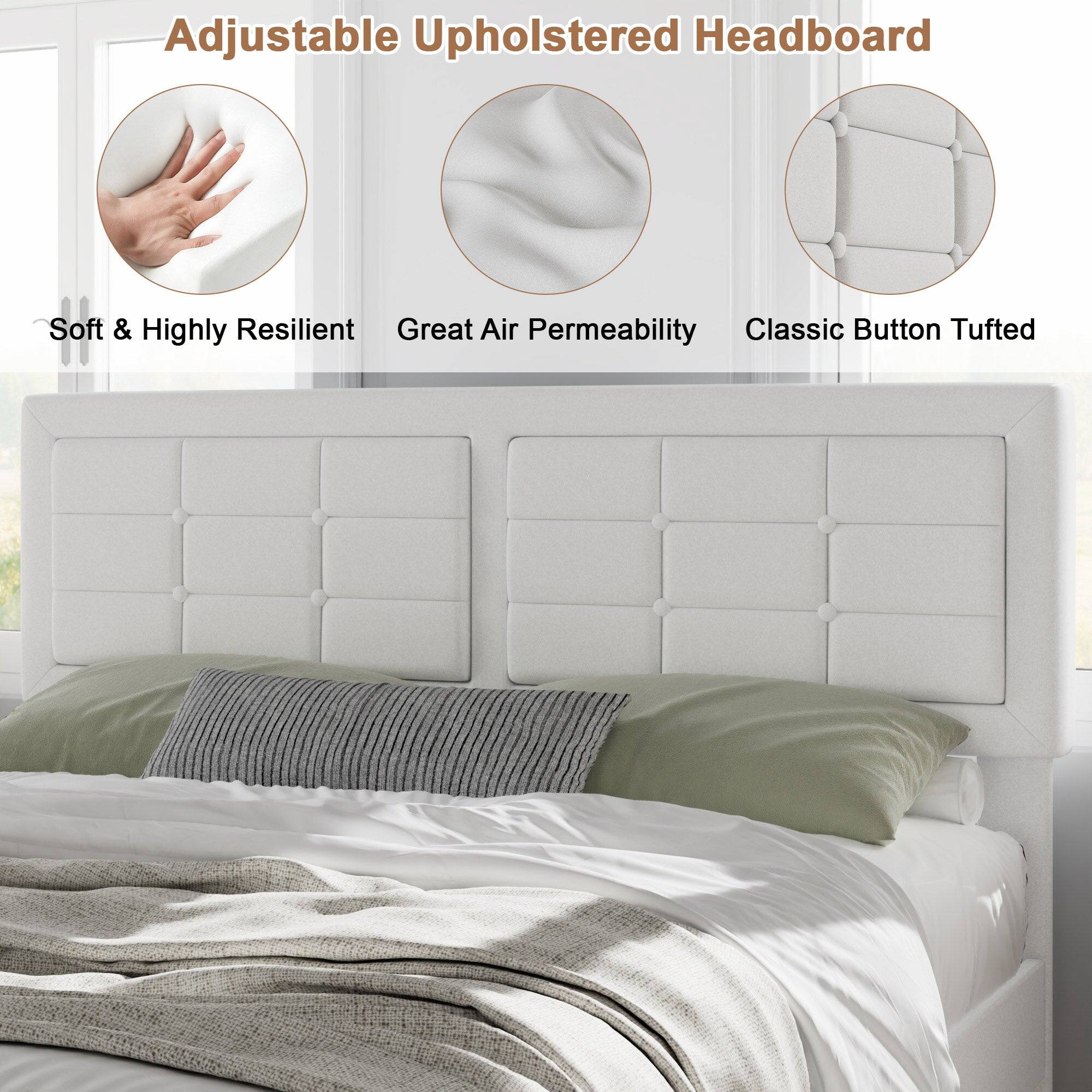 Adjustable Upholstered Headboard

- Soft & Highly Resilient
- Great Air Permeability
- Classic Button Tufted