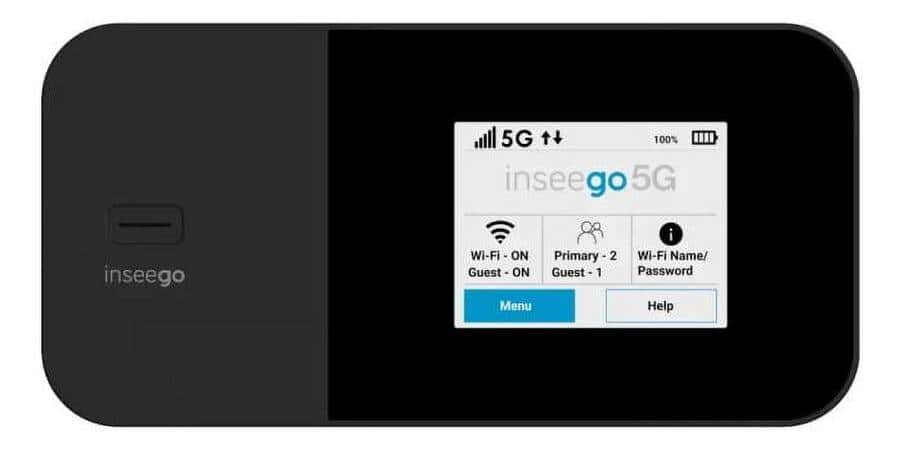 5G 100% IIII inseego5G

inseego

WI-FI ON Primary 2 Guest ON Guest 1 Menu

i Wi-Fi Name/ Password Help
