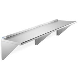 GRIDMANN - 72 x 12-in NSF Stainless Steel Wall-Mount Shelf - Silver