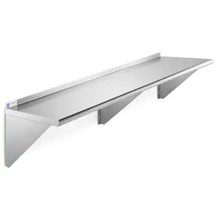 Front. GRIDMANN - 72 x 12-in NSF Stainless Steel Wall-Mount Shelf - Silver.