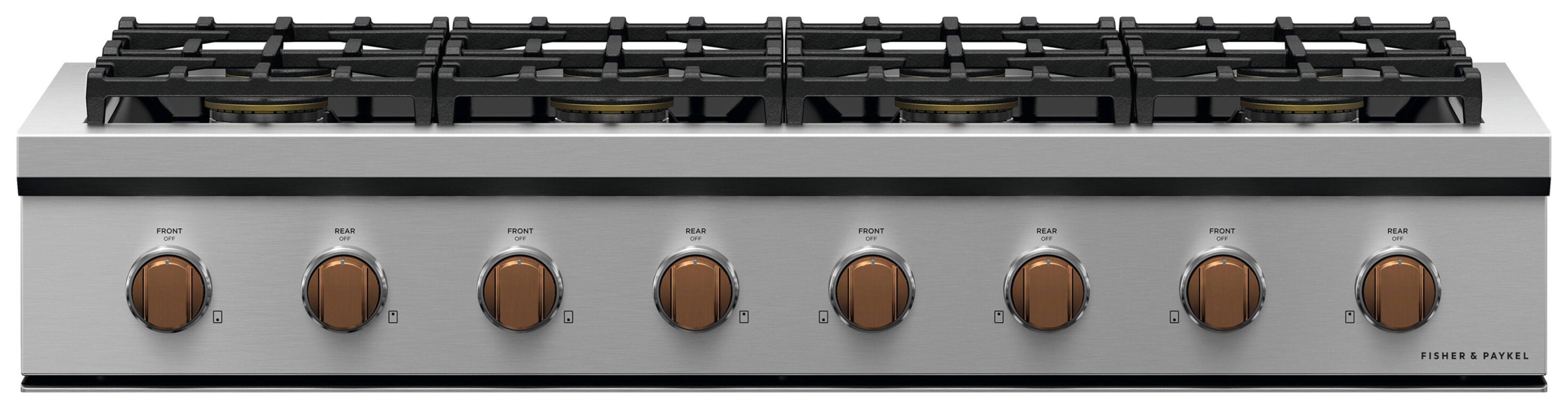 The text on the image reads: "Front burner sear - trint 1 RTAR ... Front burner sear - trint 1 RTAR ... Front burner sear - trint 1 RTAR ... Fisher & Paykel." This text is grouped and corrected as follows:
"Front burner sear - trint 1 RTAR ... Front burner sear - trint 1 RTAR ... Front burner sear - trint 1 RTAR ... Fisher & Paykel."