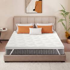 Front. Dyonery - 3" Cooling Gel Memory Foam Mattress Topper with Removable & Washable Cover, CertiPUR-US Certified - White.
