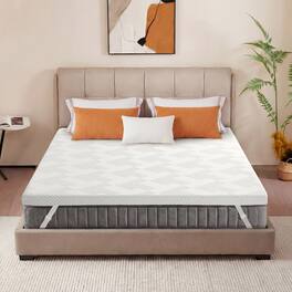 Dyonery - 3" Cooling Gel Memory Foam Mattress Topper with Removable & Washable Cover, CertiPUR-US Certified - White