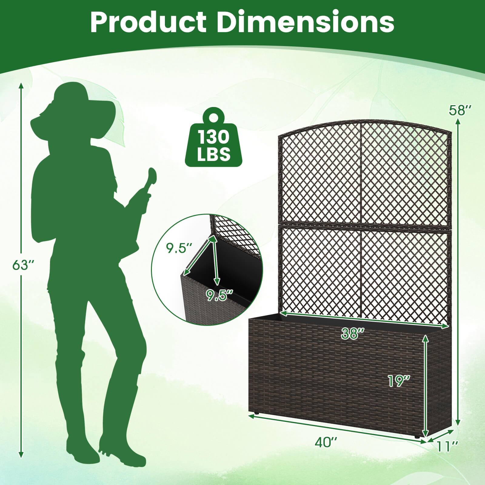 Product Dimensions: 58" x 63" x 38" x 40" x 19" x 11" x 9.5" x 9.5"  
Weight: 130 LBS