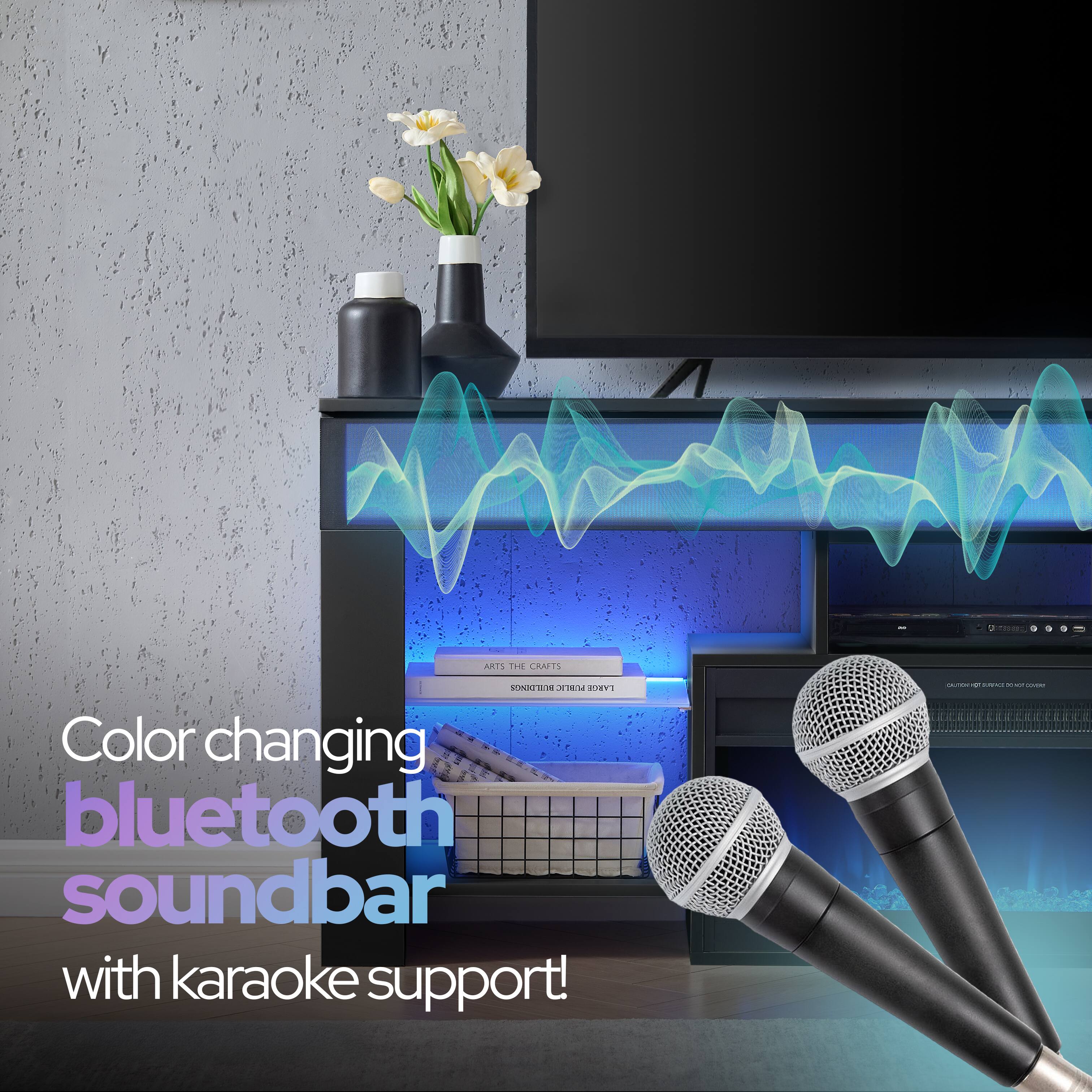 Color changing bluetooth soundbar with karaoke support!