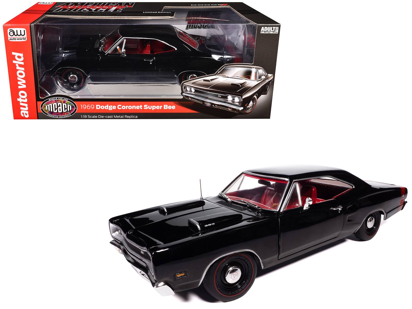 AWP HHl - I  
auto world  
1969 Dodge Coronet Super Bee  
1:18 Scale Die-cast Metal Replica  
ADULT COLLECTIBLE