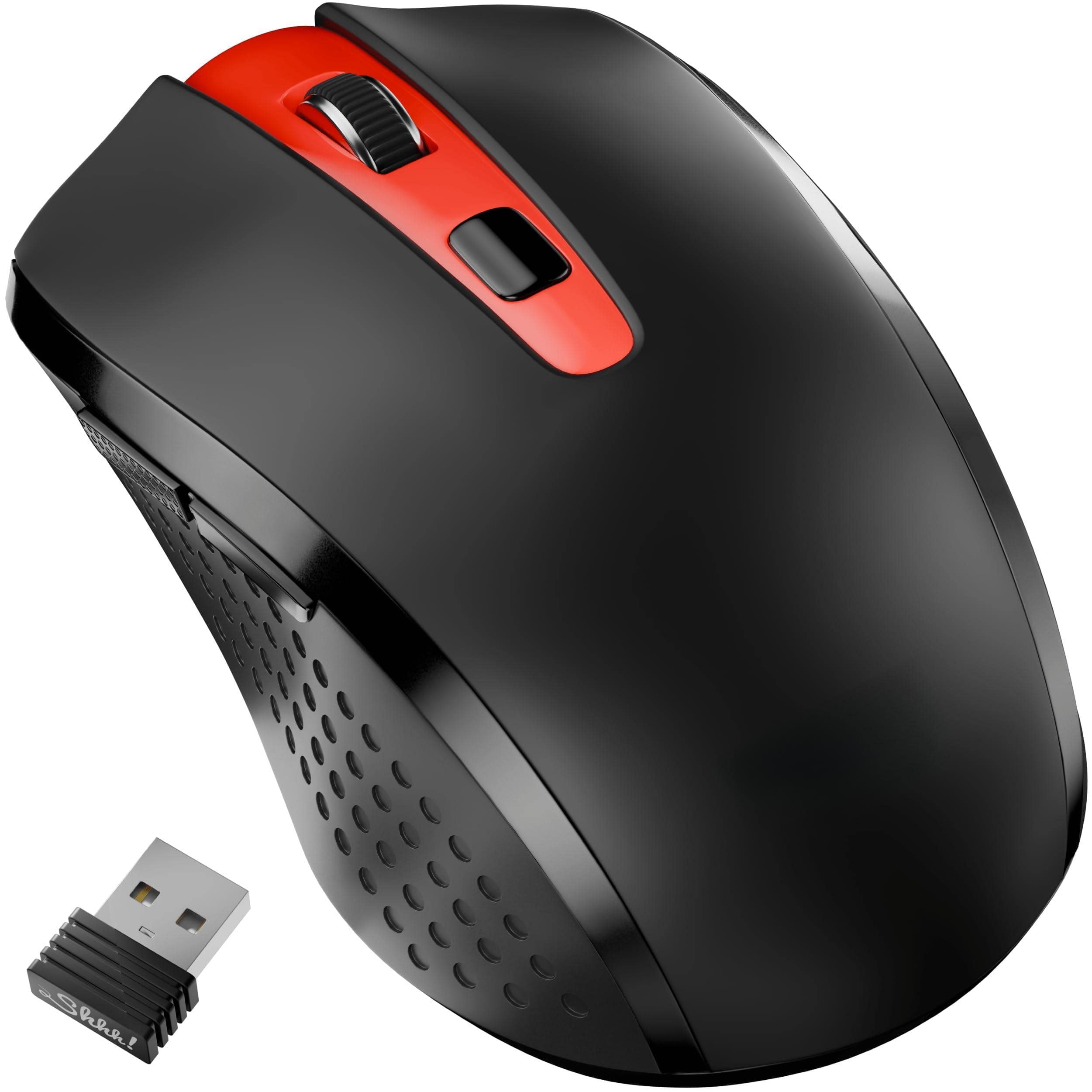 Cozy Serene - Wireless Mouse Silent USB Quiet Cordless For Laptop Chromebook - Wireless - Black & Red