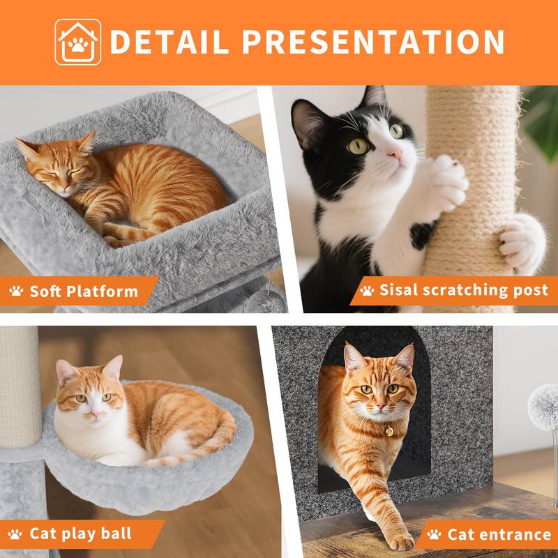 DETAIL PRESENTATION

- Soft Platform
- Sisal scratching post
- Cat play ball
- Cat entrance