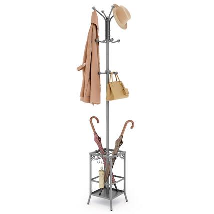 Front. Stylel Star - Hoctieon Coat Rack Freestanding - Coat Tree with Umbrella Holder - Gray.