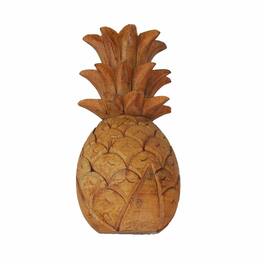 Zeckos - Hand Carved Wooden Pineapple Hanging Wall Décor Art Sculpture 9.75 Inches High - Brown