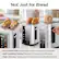 Not Just for Bread
- Extra-Wide Slots: Designed for thick-cut slices and bagels.
- Self-Centering Guides: For even browning on both sides.
- High-Lift Lever: Safely reach smaller items like English Muffins.