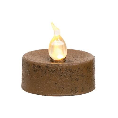 Front. BreeBe - Cinnamon Textured Timer Tealight - Brown.