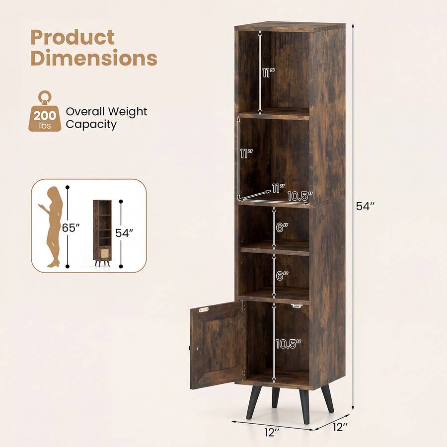 54 Inch Storage Box Gymax 2PCS 6 Tier Tall Narrow Bookcase 54 Inches Storage Cabinet w ...