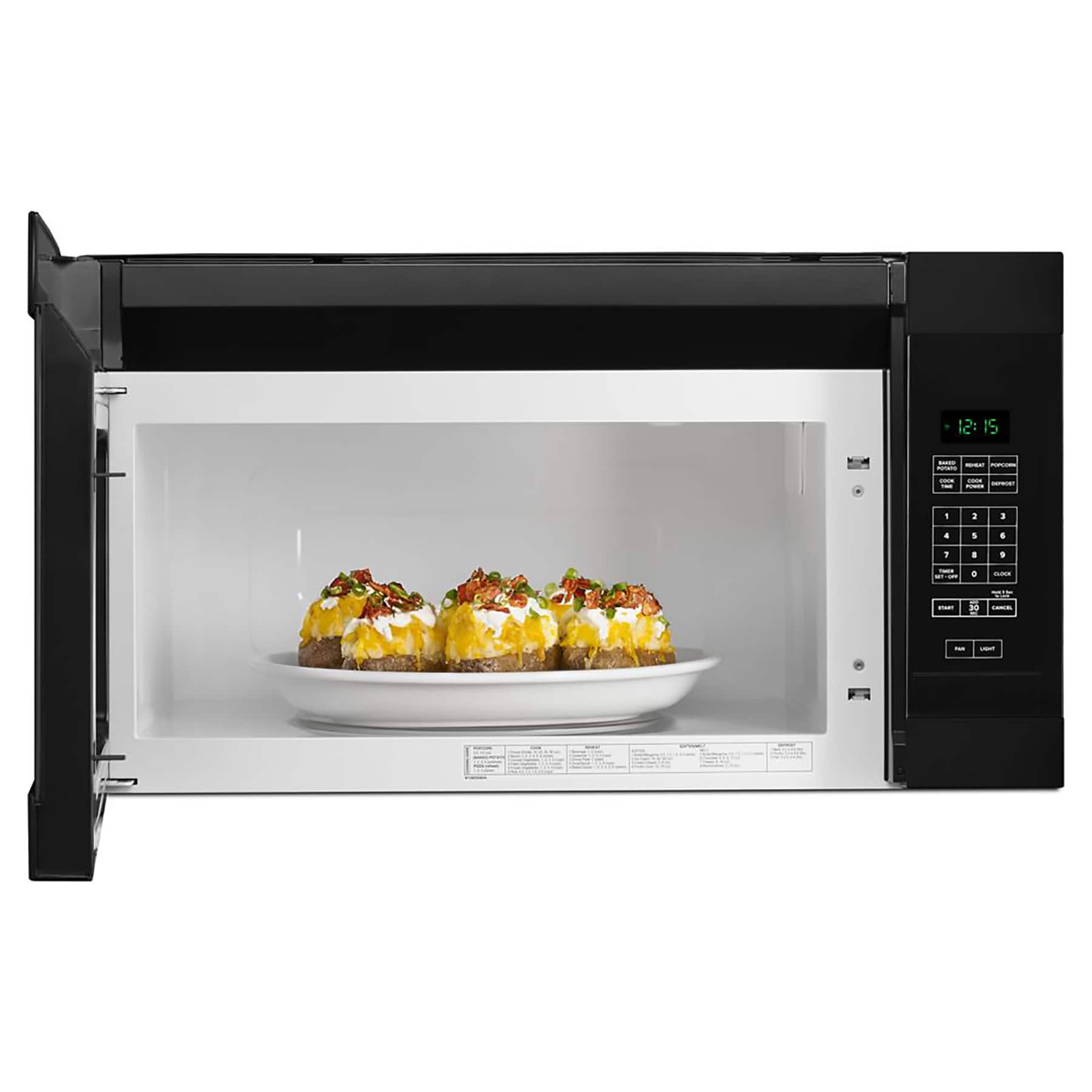 Left. Amana - 1.6 Cu. Ft. Over-the-Range Microwave - Black.