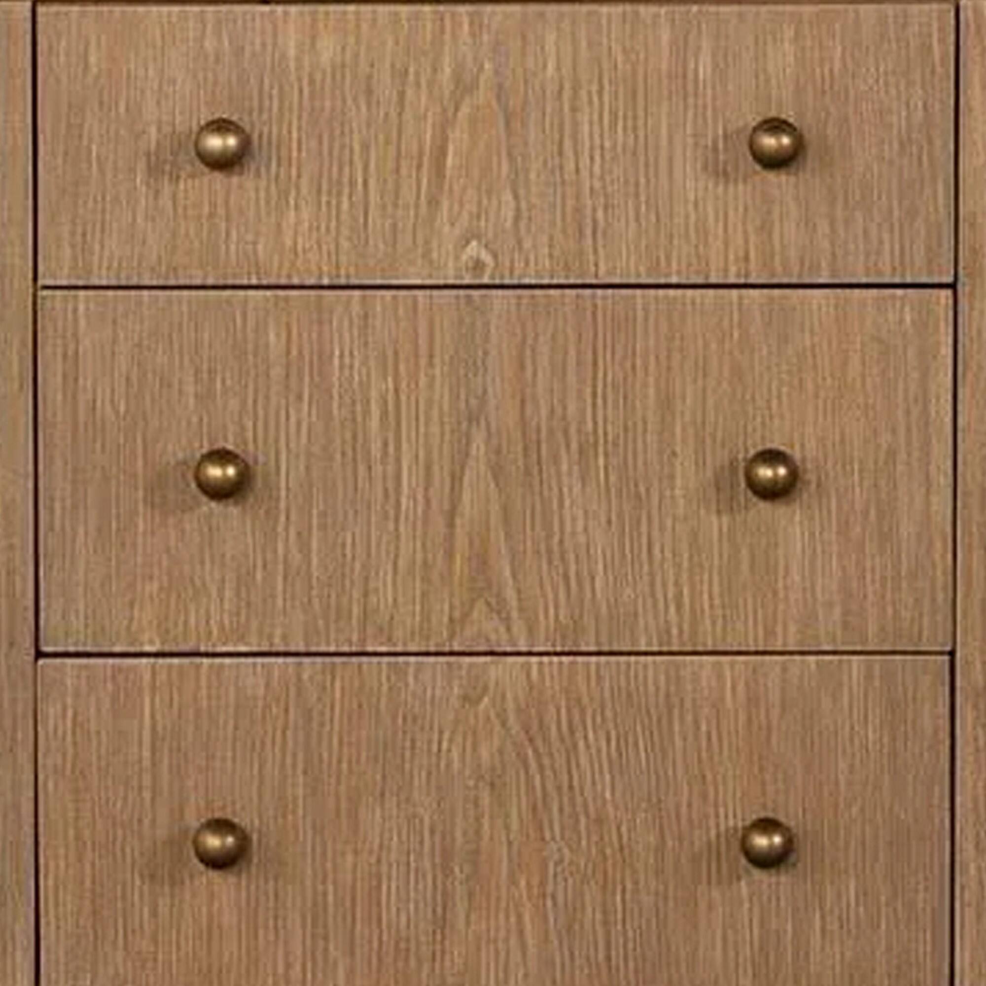 Angle. Manhattan Lane - Hiz 29 Inch 3 Drawer Nightstand with Dual USB Ports, Brass Legs - Brown, Brass.