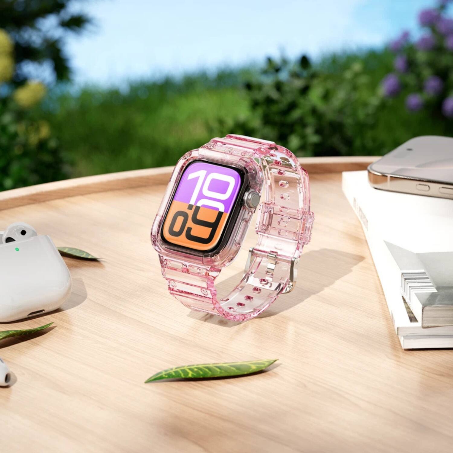 Back. Stock Preferred - TPU Sport Band for Apple Watch Series 10 (46mm) - Clear Pink - Clear Pink.