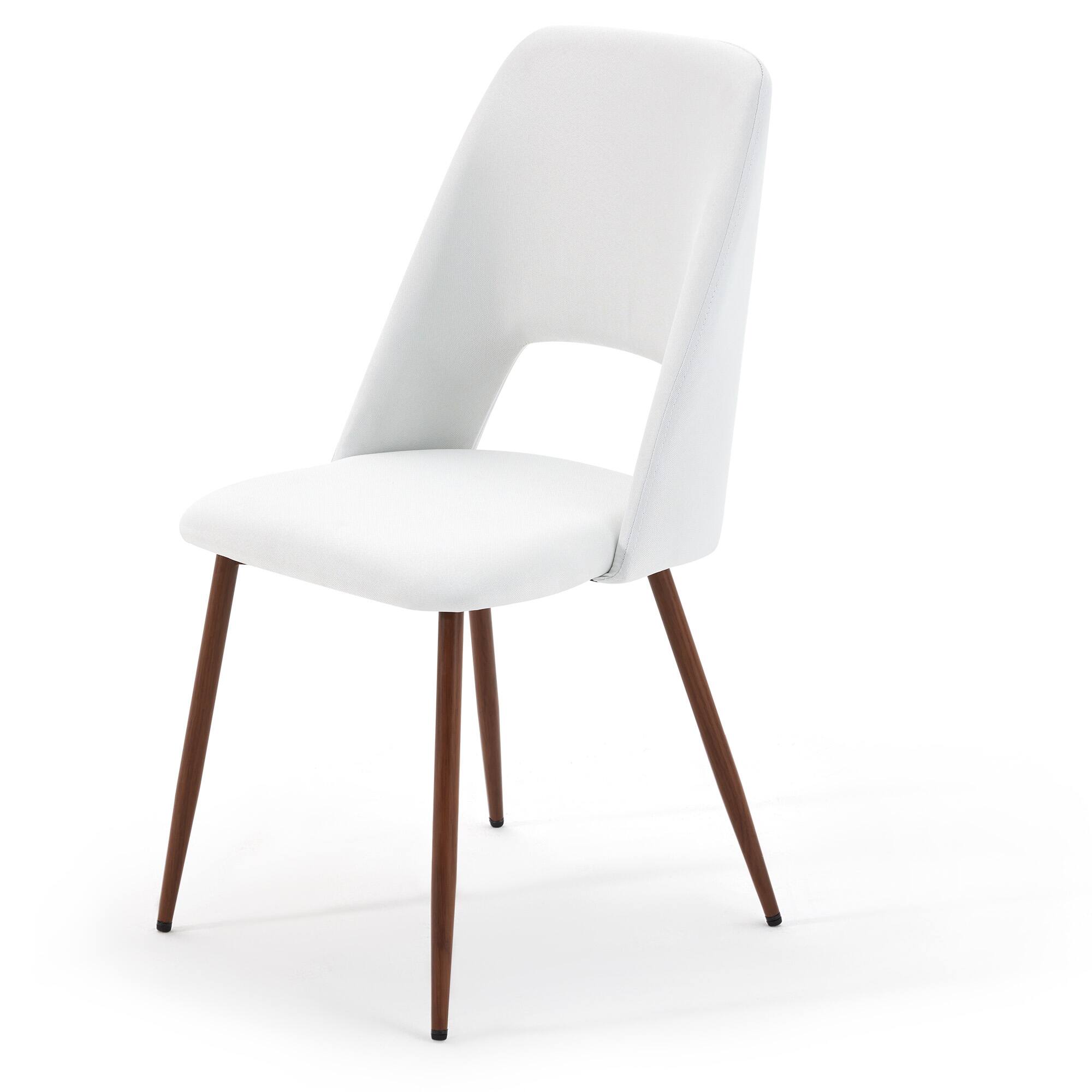 Alt View 7. U-HOMY - Upholstered Dining Chair with High-Resilience Foam, Solid Wood Base & Walnut-Finish Legs - White.
