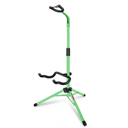 Front. 5 CORE - Guitar Stand Floor Adjustable Heavy Duty w Neck Holder for Acoustic Electric Classic Bass - Green.