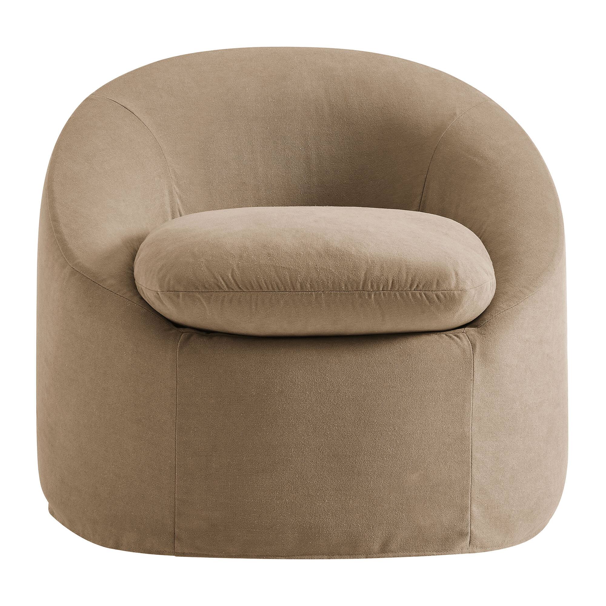 Alt View 4. Modway - Sadie Slipcovered Linen-Blend Round Accent Chair by Modway - Almond.
